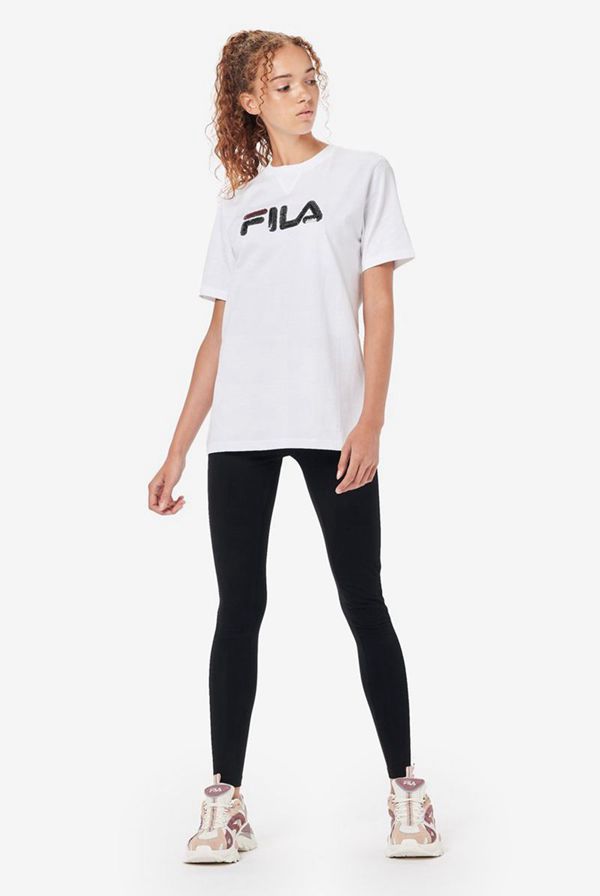 Fila Lucinda S/S Sequin Logo Women's T-Shirts - White,NZ 937-37265